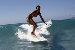 sonja surfing with volcano surf